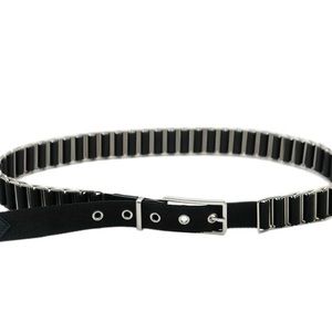BOTTEGA VENETA WEBBING METAL BLACK/SILVER BELT  95cm